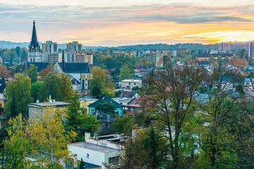 Cieszyn Czeski, panorama wieczorem przy zachodzącym słońcu © Franciszek