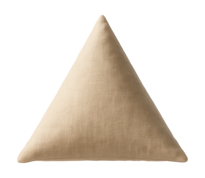 Triangular decorative pillow filled with buckwheat hulls for texture and meditation