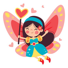 Cartoon Drawing Of Colorful Fairy