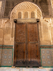 Beautiful door in a Mosque, Medina of Fez, Morocco