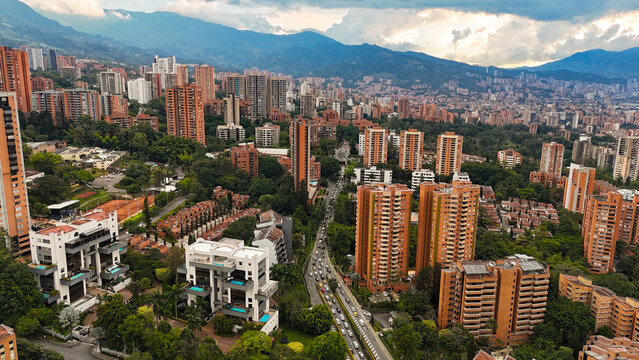 Foto a&eacute;rea, tomada en el sector de El Poblado, en Medell&iacute;n, Colombia.