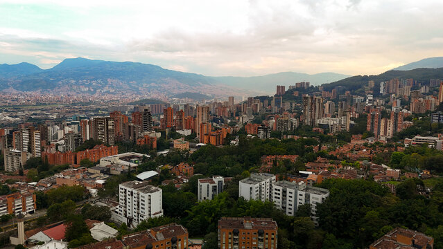 Foto a&eacute;rea, tomada en el sector de El Poblado, en Medell&iacute;n, Colombia.