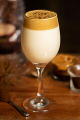 Creamy Dalgona Coffee in Glass Cup – Whipped Coffee Drink with Rich Foam