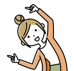 若い女性　ママ　指をさす