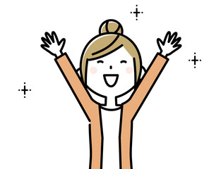 若い女性　ママ　バンザイ