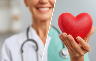 Impact of oral health on heart disease highlighted by healthcare professional holding heart model