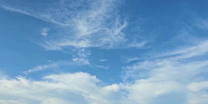 Cloudscape, a Timelapse of Feathery cirrus clouds spreading softly in wide blue sky, for a background	

