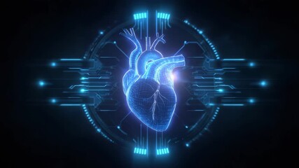 Futuristic digital heart illustration representing technology, health, and innovation in medicine and biology. - Powered by Adobe