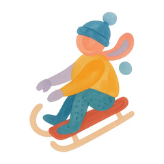 PNG Colorful winter sledding illustration