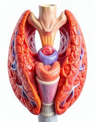 Thyroid Gland Anatomy Model Medical Education, Human Biology, isolated on white background