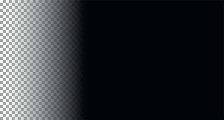 Obraz premium Black gradient transparent background fade overlay for soft shadow transition. Minimal vector texture simulating darkness dissolve or smooth light blending