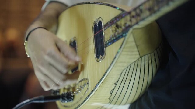 Close-Up of Hands Playing Baglama (Saz) During Live Concert