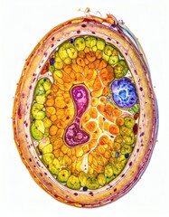 Microscopic Cross Section Roundworm Ascaris Lumbricoides Anatomy, isolated on white background