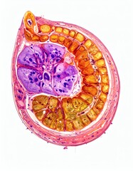 Microscopic Cross Section of Earthworm Anatomy, Biology, Education, isolated on white background