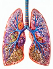 Human Lungs Anatomy Illustration Medical, Respiratory System, isolated on white background