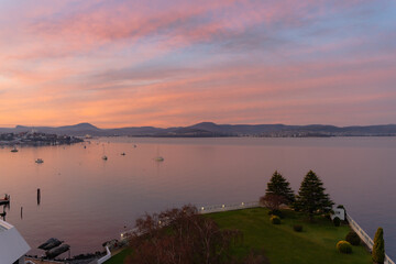 sunset over the Tasmania lake