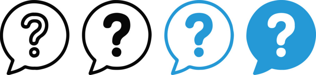 minimal question mark speech bubble icon set vector outline to filled symbols for faq help support