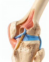 Knee Anatomy Model Joint, Ligaments, Muscles, Medical Illustration, isolated on white background