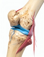 Knee Joint Anatomy, Human Leg Model Medical Illustration, isolated on white background