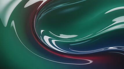 Abstract swirling liquid with green and red hues fluid