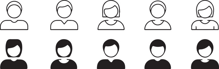 rounded profile icon pack vector avatars in outline and solid styles