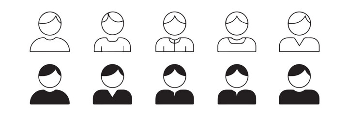 minimal user profile silhouettes and avatars set for apps and websites