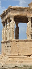 Fototapeta premium The caryatid porch of the Erechtheion temple, on the Acropolis of Athens, Greece, built between 421 and 406 BC.