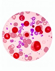Hematology Blood Smear Leukemia Cells, Microscopic View, isolated on white background