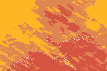 Obraz premium An abstract digital pattern of bold, overlapping brushstrokes in vibrant orange and red against a bright yellow background — energetic, textured, and visually dynamic.