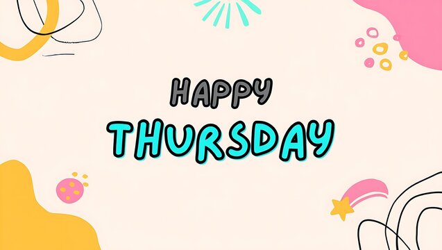 Happy Thursday colorful greeting with abstract shapes and fun design