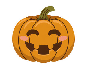Fototapeta premium Cute cartoon halloween pumpkin with a happy carved face isolated on transparent background