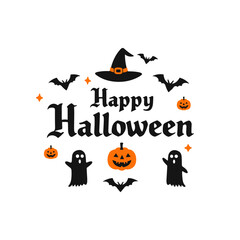 Happy Halloween Spooky Celebration with Ghosts and Pumpkins