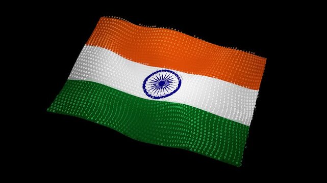Indian Flag Binary Code 3D Animation can be used in innovation projects, hacking simulations, tech modernization campaigns, and emerging-market technology showcases