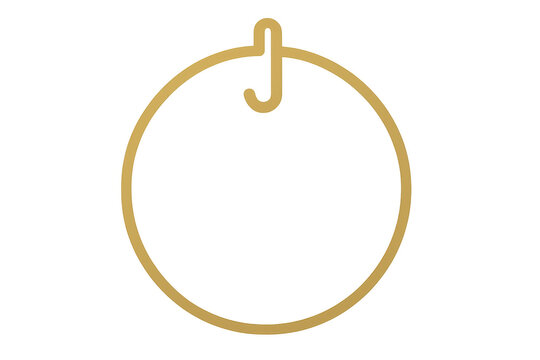 Circular gold ring with a dainty hook at the top, showcasing sleek and simplistic design, set against a see-through backdrop