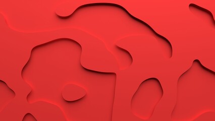 Red Paper Cut Layers 3D illustration can be used in abstract visual art, modern wallpaper design, topographic patterns, and creative minimalist backgrounds
