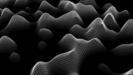 Dark Plexus Mesh 3D illustration can be used in technology art, generative geometry projects, futuristic backgrounds, and deep learning visualizations