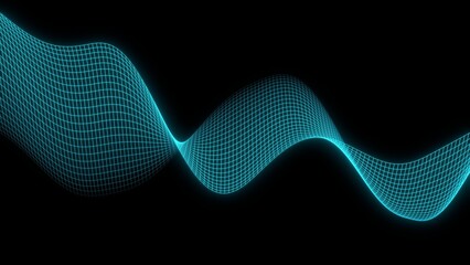 Glowing Digital Wave Grid 3D illustration can be used in data visualization, sound motion design, futuristic tech backgrounds, and cyber energy projects