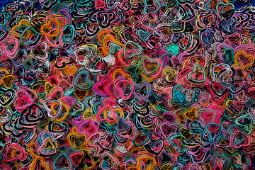Background full of hearts and colored pencil effect