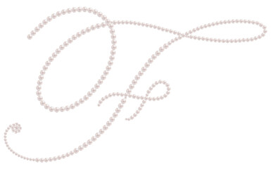 White Pearls Alphabet Letter F Luxury Text Design Vector Illustration.	