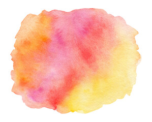 Bright round orange, red, yellow watercolor paint gradient texture background. Flame water colour illustration for lava, heat cloud design, abstract hand painting fire stain