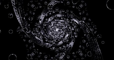 Dynamic tunnel video loop creating a mesmerizing visual experience with swirling patterns in black and white - Powered by Adobe