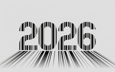2026 barcode design creative number illustration with barcode pattern isolated on white background