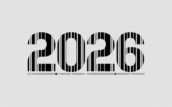 Stylized 2026 new year barcode design creative vector illustration for graphic design isolated on a light background