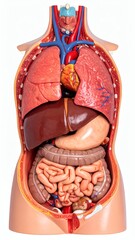 Human Anatomy Model Internal Organs, Torso, Educational Tool, isolated on white background