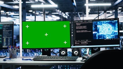 Green screen computers in data center supporting AI training workflows and automation of equipment...