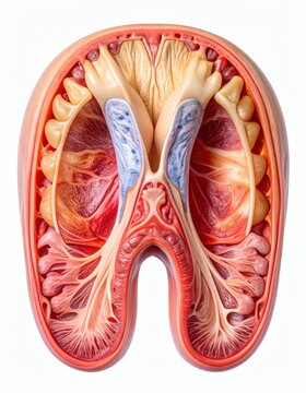 Brain Ventricles Anatomy, Cross-Section Medical Illustration, isolated on white background