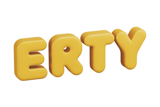 Bold, yellow 3D lettering spelling "ERTY" against a plain background, playful and modern design.