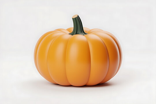 Vibrant orange pumpkin sits isolated, showcasing autumnal colors and a textured surface.