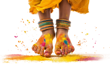 Holi color splash captured around dancing festival crowd representing joy celebration and vibrant tradition isolated on transparent background PNG