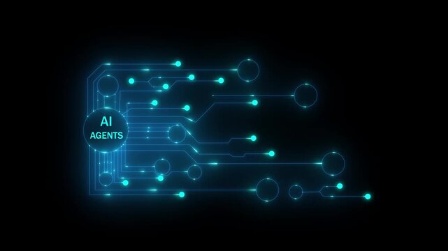 Ai tools or neon box. Multi function for technology motion background. Multi agent AI systems,Automate daily Tasks Smart AI solutions improve efficiency, Automate repetitive work 4k
